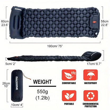 Inflatable TPU Sleeping Pad with Diamond Pillow for Camping