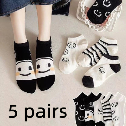 5 Pairs Cute Teddy Bear Ankle Socks for Women