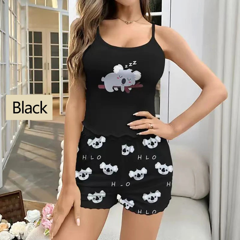 Women's Cartoon Koala Pajama Set - Soft & Comfortable Sleepwear