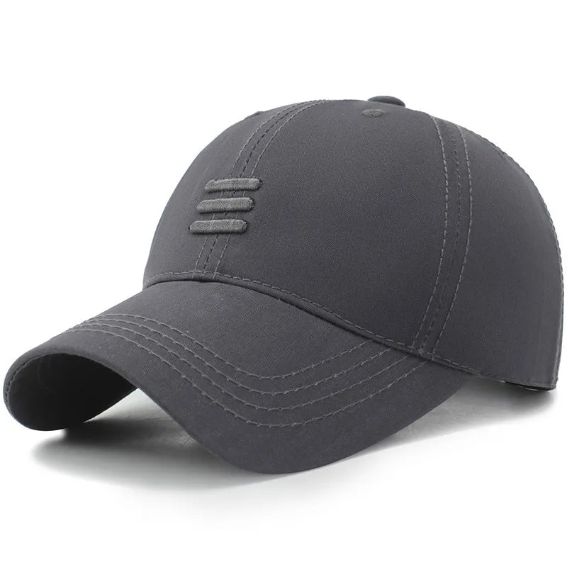 Three Horizontal Lines Embroidery Baseball Cap