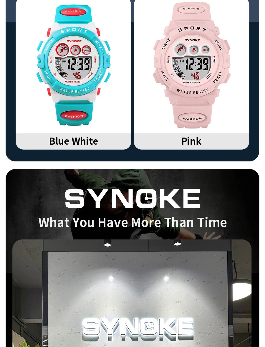 SYNOKE Kids Colorful Digital Sport Watch - Waterproof & Stylish