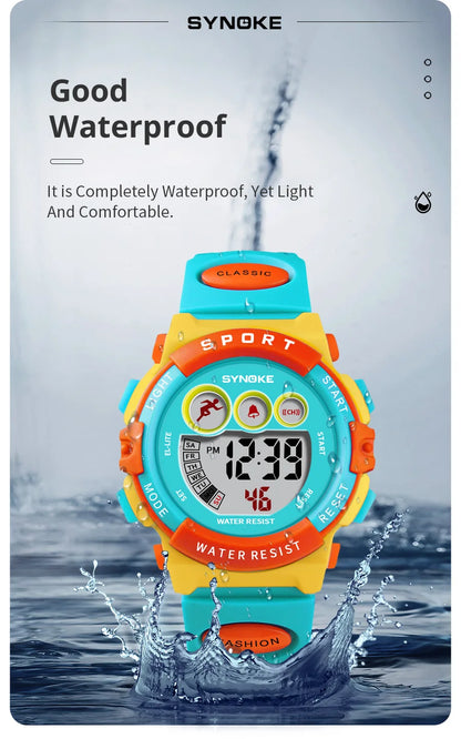 SYNOKE Kids Colorful Digital Sport Watch - Waterproof & Stylish