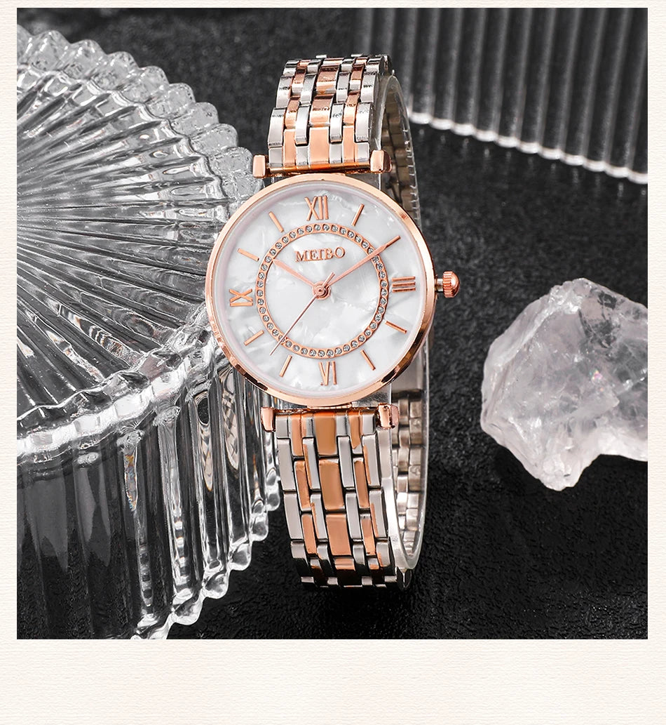 Luxury Crystal Women's Bracelet Watch - MEIBO HQ8016