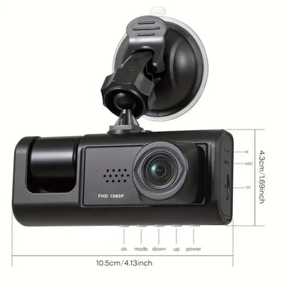 3 Camera Dash Cam with IR Night Vision & 1080P Recording