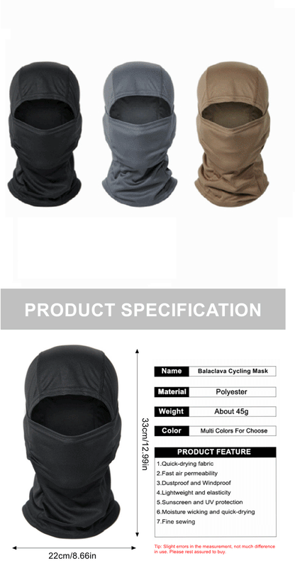 Tactical Balaclava - Windproof Full Face Neck Scarf for Outdoor Sports