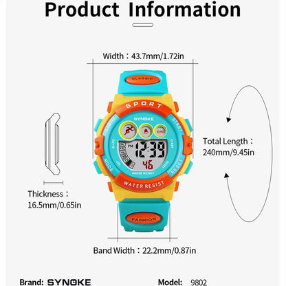 SYNOKE Kids Colorful Digital Sport Watch - Waterproof & Stylish