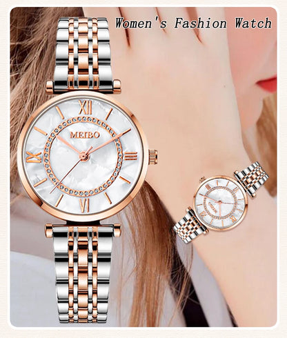 Luxury Crystal Women's Bracelet Watch - MEIBO HQ8016