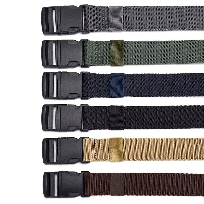 Men's High Quality Canvas Tactical Belt with Plastic Buckle