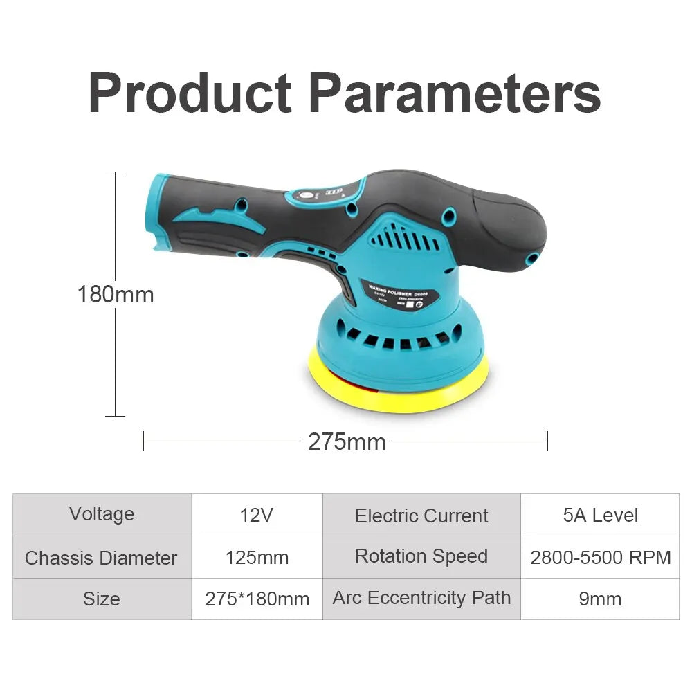 12V Cordless Car Polishing Machine - 380W Electric Sander