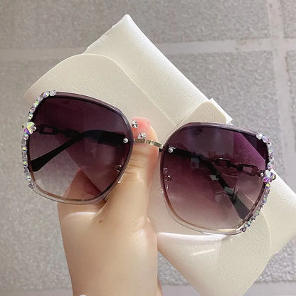 Rhinestone Rimless Gradient Sunglasses for Summer