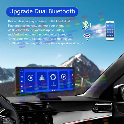 10.26" Touchscreen Wireless Car Stereo with Apple Carplay & Android Auto