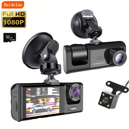 3 Camera Dash Cam with IR Night Vision & 1080P Recording