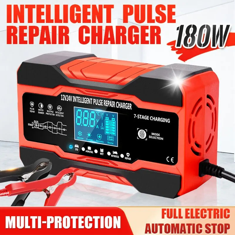 12V-24V Full Automatic Car Battery Charger with Digital Display