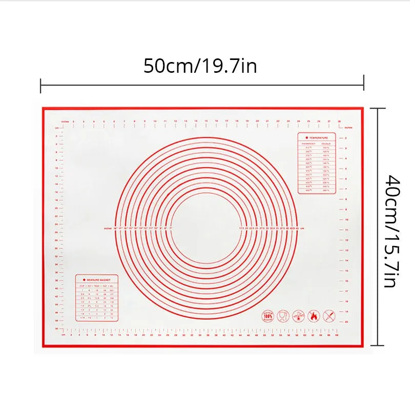 40X50CM Eco-Friendly Silicone Dough Mat - White & Red