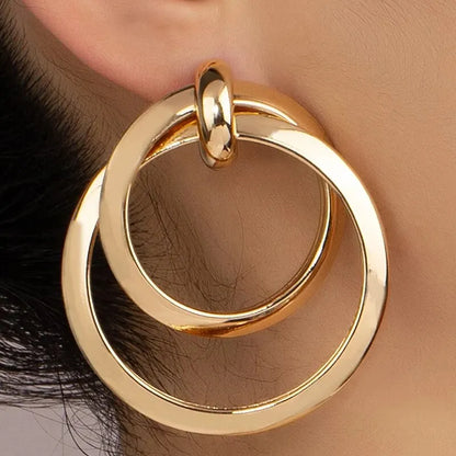 Gold Twisted Big Hoop Earrings for Women