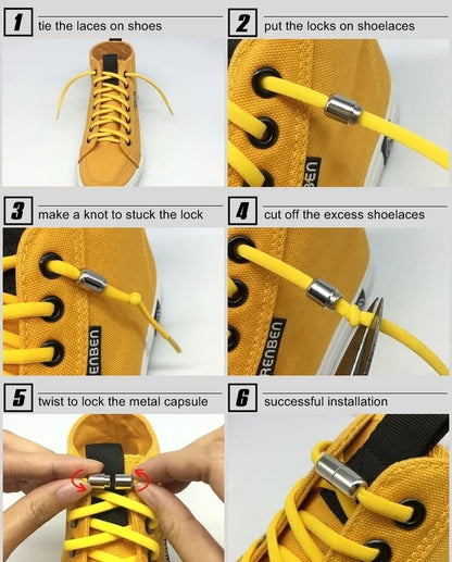 100cm Elastic No Tie Shoelaces with Metal Lock for Sneakers