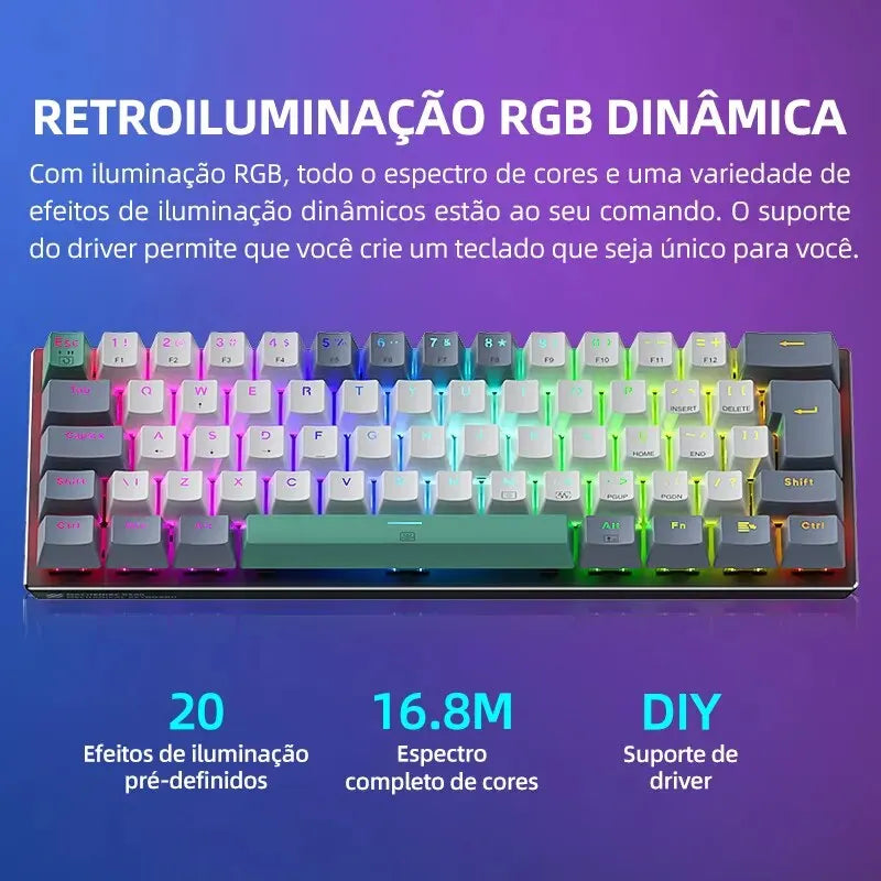 Machenike K500-B61 Mini Mechanical Keyboard - RGB ABNT2 Layout