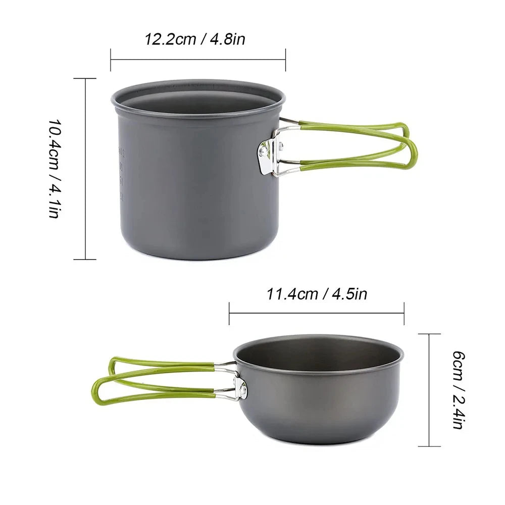 Portable Camping Pots Cookware Set for Outdoor Adventures