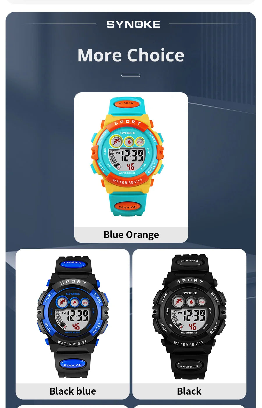 SYNOKE Kids Colorful Digital Sport Watch - Waterproof & Stylish