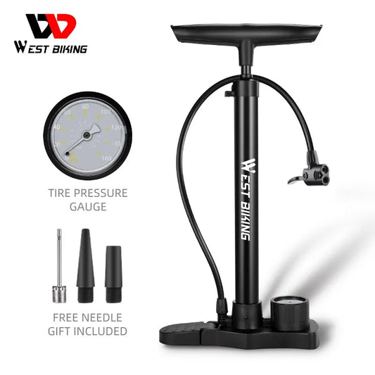 WEST BIKING 160PSI Portable Stainless Steel Bicycle Pump