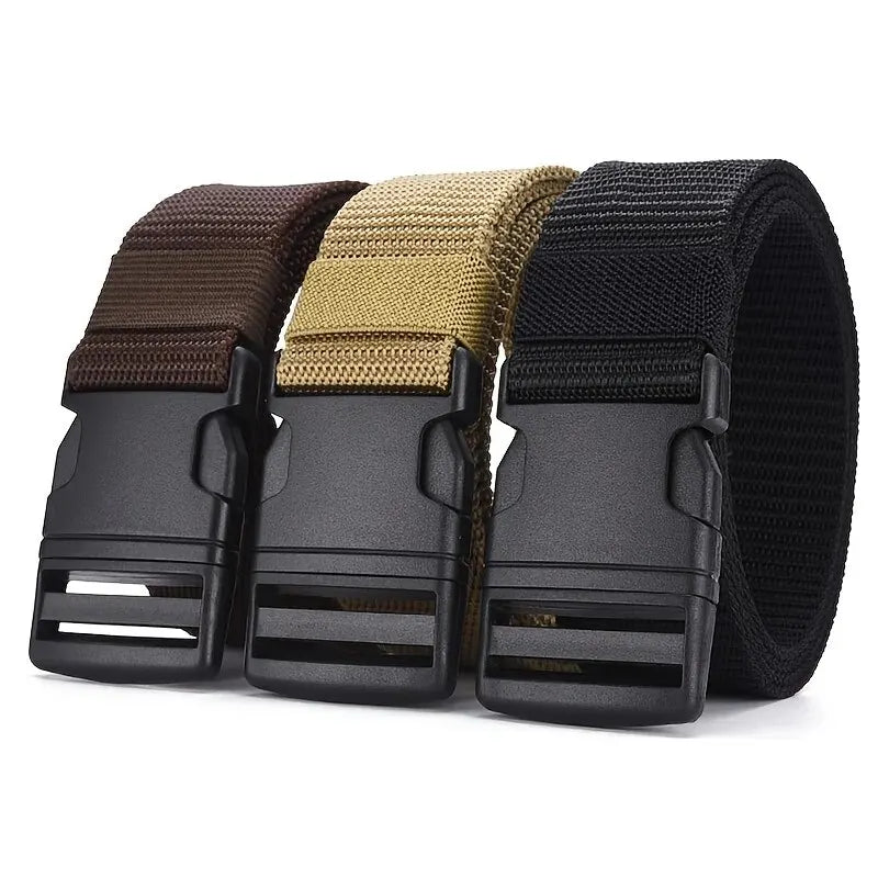 Men's High Quality Canvas Tactical Belt with Plastic Buckle