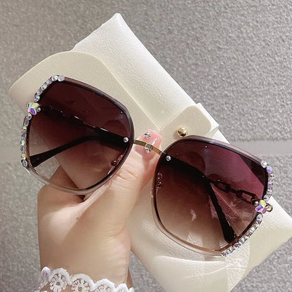 Rhinestone Rimless Gradient Sunglasses for Summer