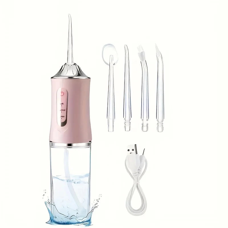 USB Portable Oral Irrigator Water Flosser with 4 Nozzles