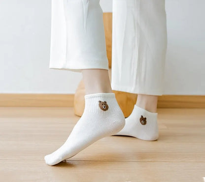 5 Pairs Cute Teddy Bear Ankle Socks for Women