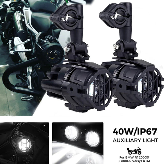 40W LED Auxiliary Fog Lights for BMW Motorcycles - 2 Pcs