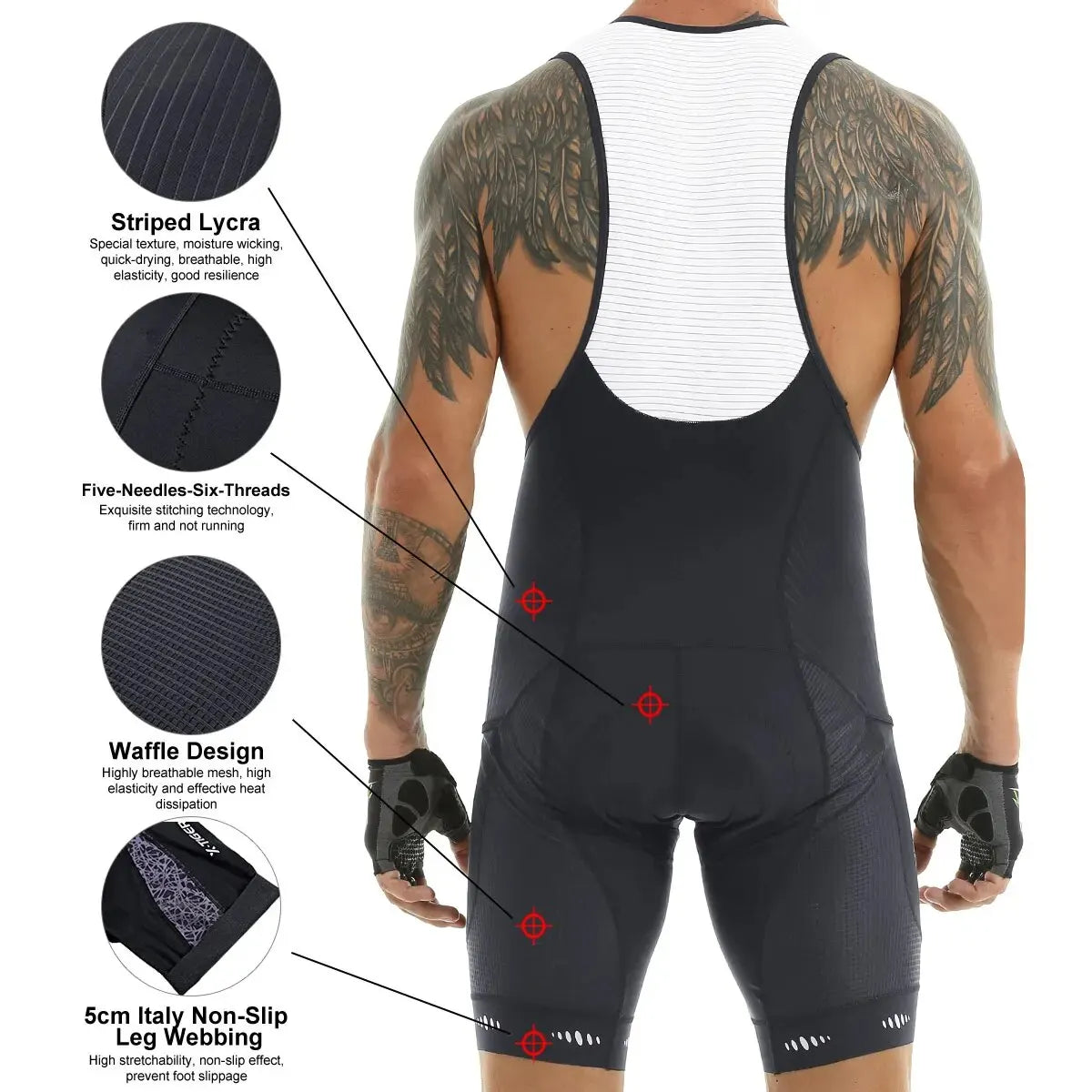 Men's Cycling Bib Shorts with 5D Gel Pad and Pockets