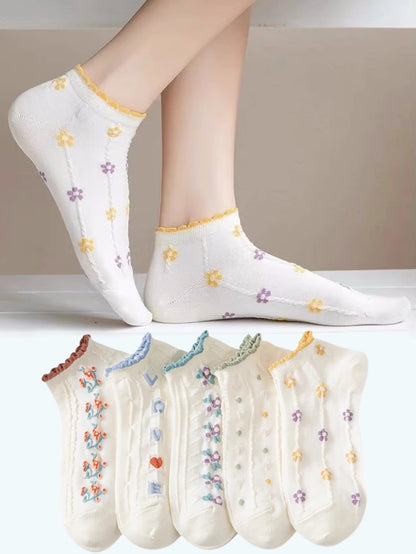 5 Pairs Cute Teddy Bear Ankle Socks for Women