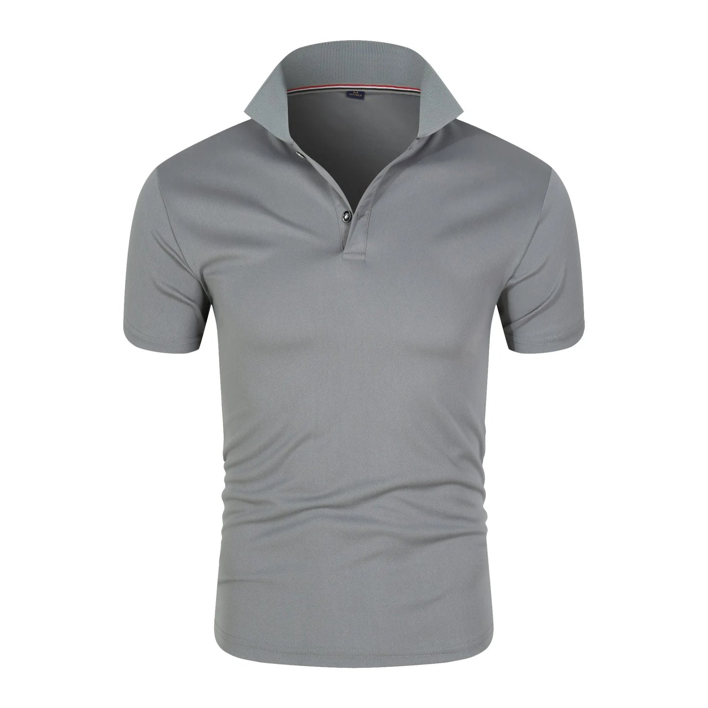 Urban Chic Men's Polo Shirt - Sleek Grey with Striped Trim