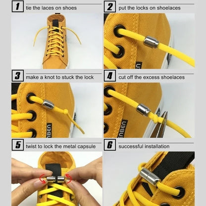 100cm Elastic No Tie Shoelaces with Metal Lock for Sneakers