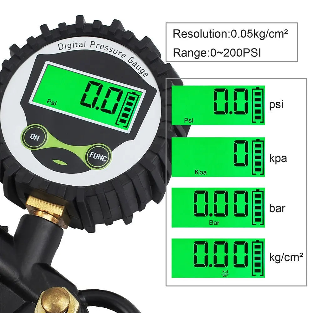 Digital LCD Tire Pressure Inflator Gauge