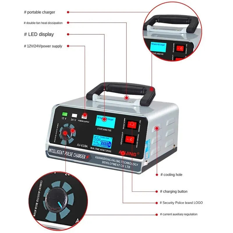 400W Smart Pulse Car Battery Charger - 12V/24V