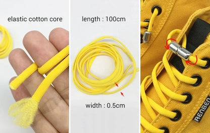 100cm Elastic No Tie Shoelaces with Metal Lock for Sneakers