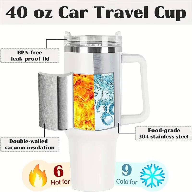 40oz Vacuum Insulated Stainless Steel Tumbler with Handle