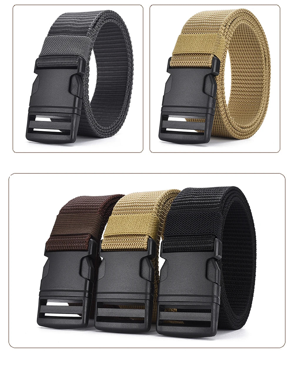 Men's High Quality Canvas Tactical Belt with Plastic Buckle