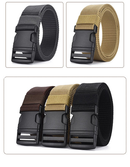 Men's High Quality Canvas Tactical Belt with Plastic Buckle