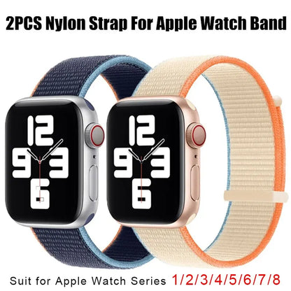 2PCS Nylon Strap for Apple Watch (Series 4 to Ultra 49mm)