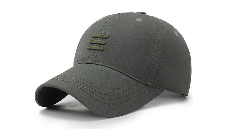 Three Horizontal Lines Embroidery Baseball Cap