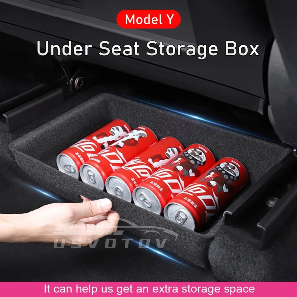 Tesla Model Y Under Seat Storage Box Organizer - Black