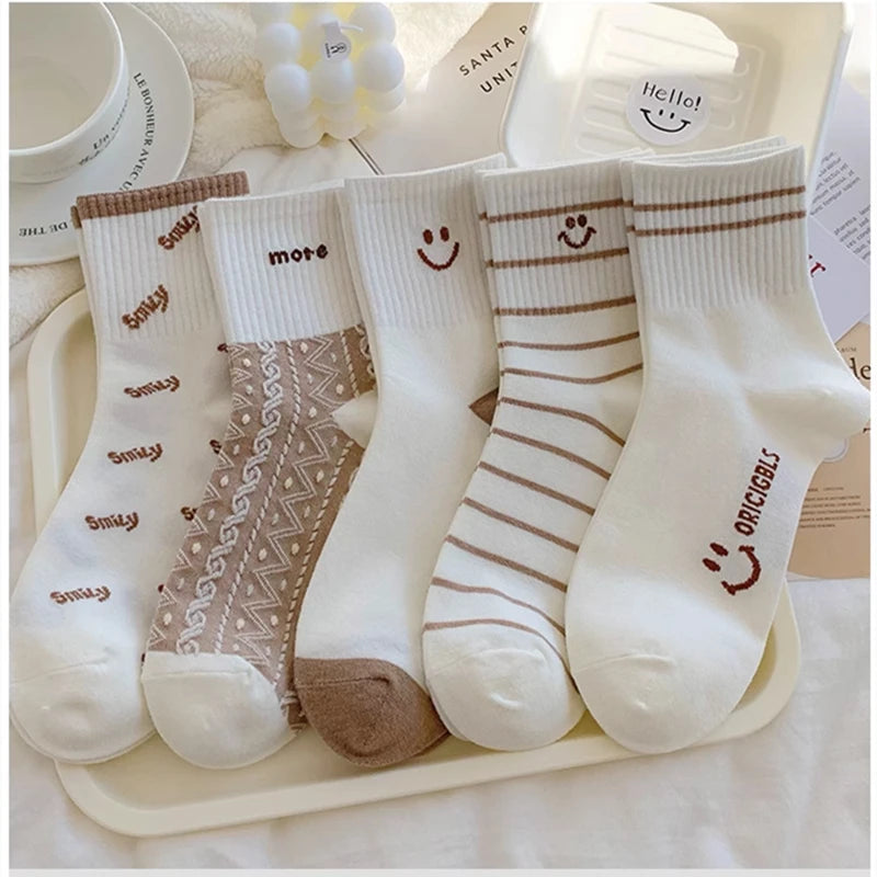 5 Pairs Cute Teddy Bear Ankle Socks for Women