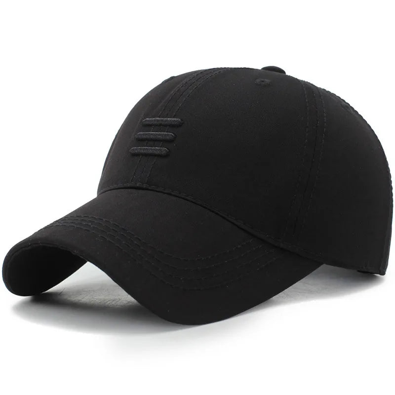 Three Horizontal Lines Embroidery Baseball Cap