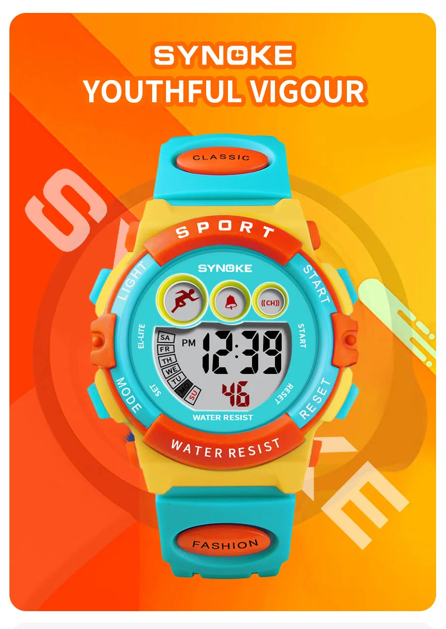 SYNOKE Kids Colorful Digital Sport Watch - Waterproof & Stylish