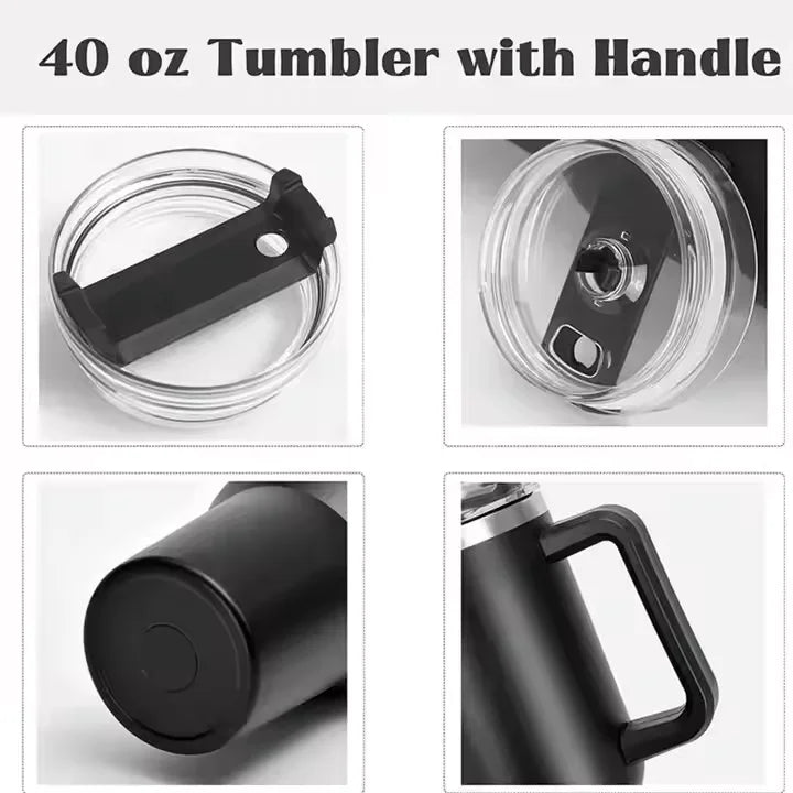 40oz Vacuum Insulated Stainless Steel Tumbler with Handle