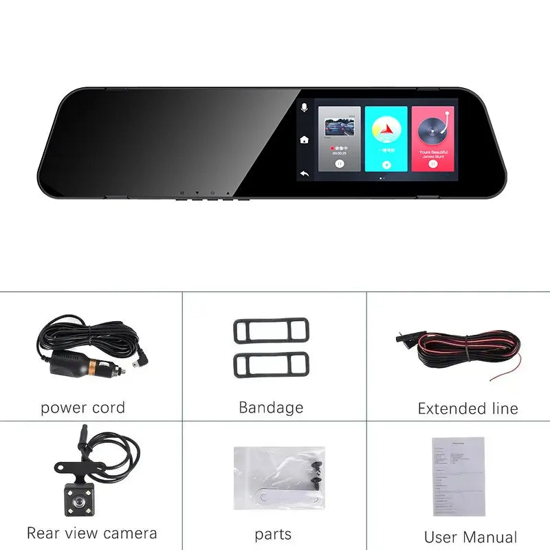 Dual Lens HD 1080P Night Vision Car DVR with Rearview Mirror