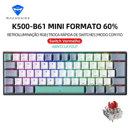 Machenike K500-B61 Mini Mechanical Keyboard - RGB ABNT2 Layout