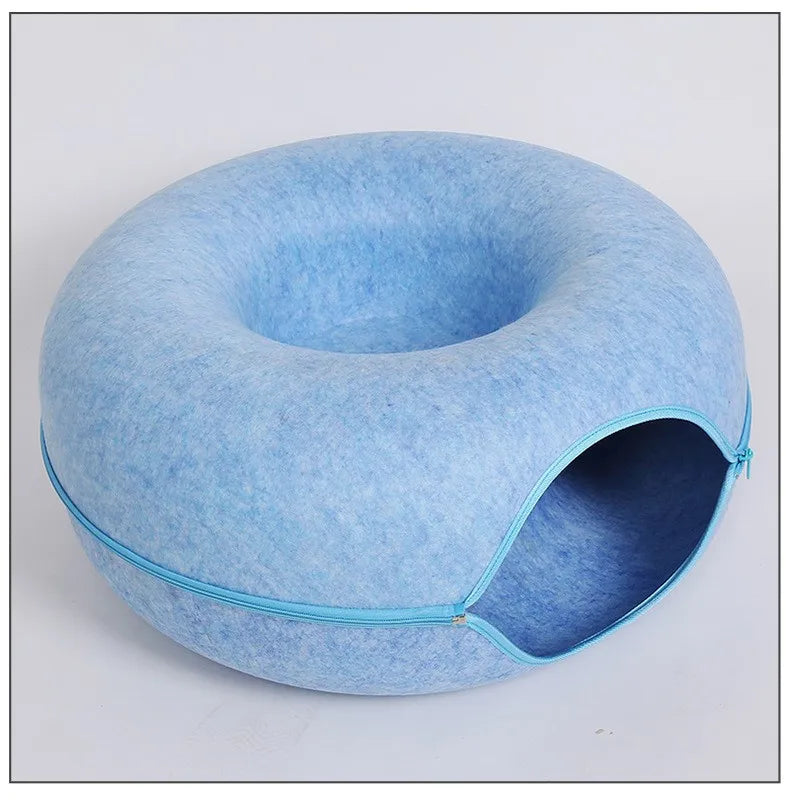 Interactive Cat Tunnel Bed - Cozy Felt Pet House