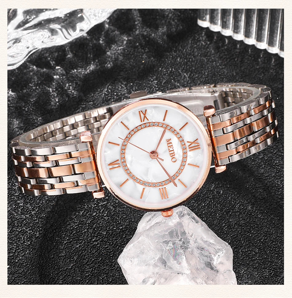 Luxury Crystal Women's Bracelet Watch - MEIBO HQ8016